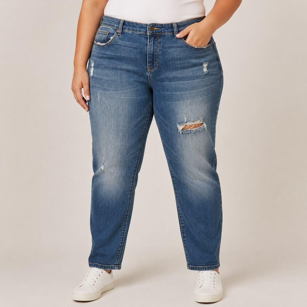 Judy Blue Boyfriend Jeans 18W Distressed Stretch Plus JB8275MD-PL